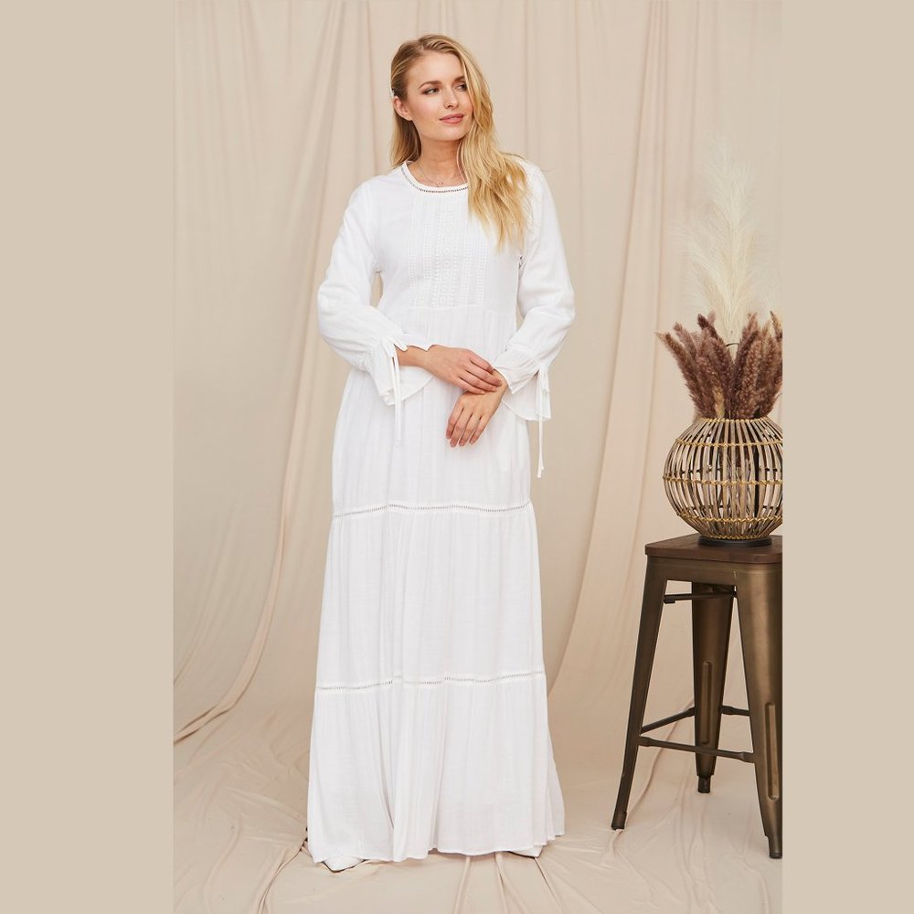 The White Camellia maxi Dress, LDS temple or wedding medium